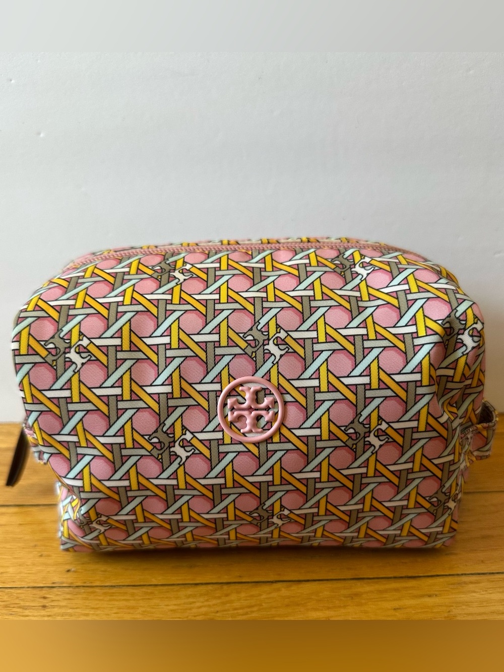 Tory Burch Pink Printed Cosmetic Makeup Bag